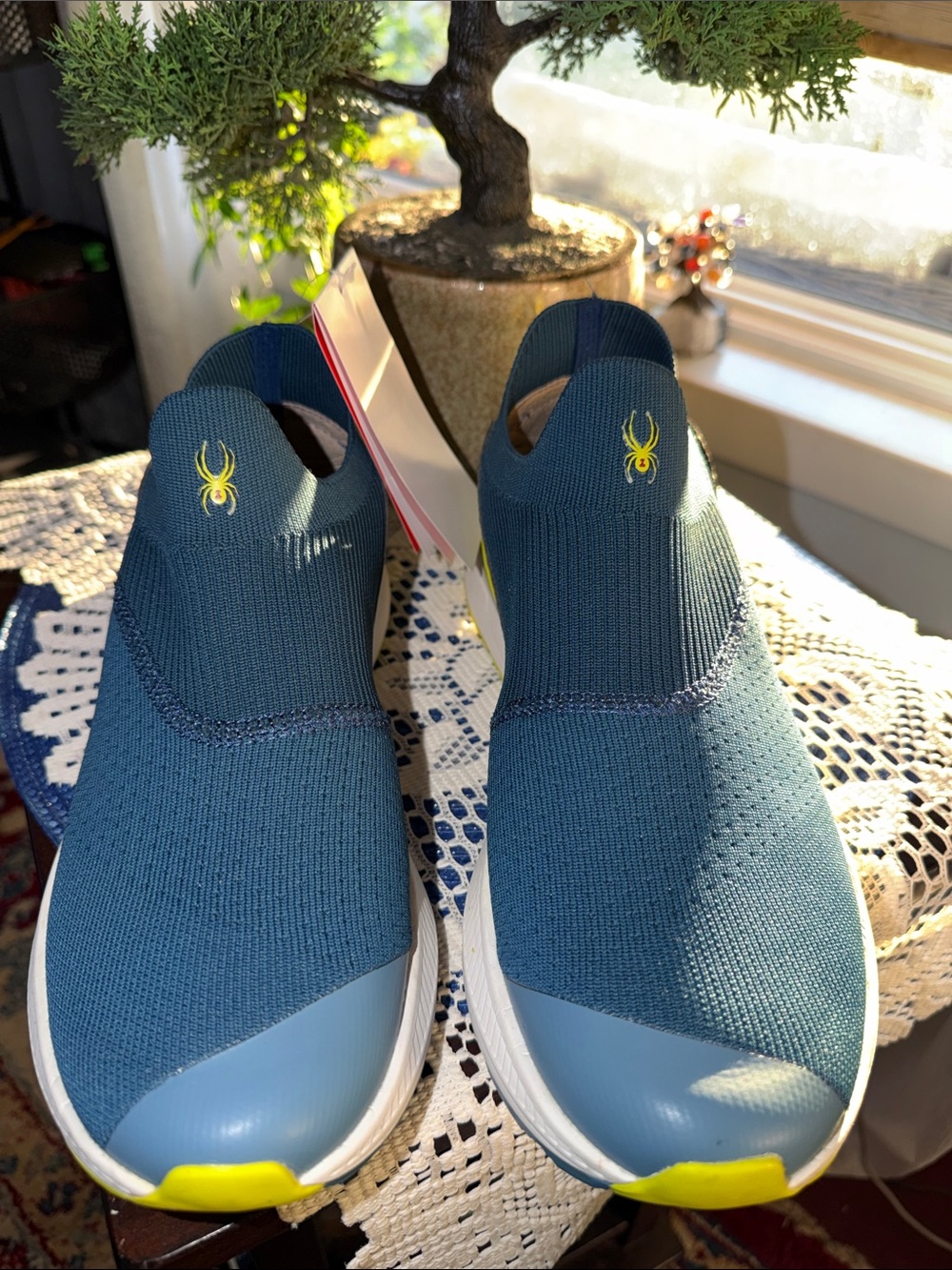 Spyder Men's Slip-On Athletic Shoes in Teal with Yellow Accents